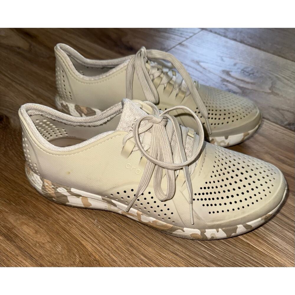 Crocs Womens Cream Camo LiteRide Pacer Sneaker Comfort Camo - size 10 -T5